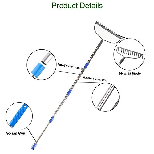 Garden Rake Heavy Duty Bow Rake With 72″ Stainless Steel Handle Metal Rake For Lawn With 14 Tines 5 Garden Rake Heavy Duty Bow Rake With 72″ Stainless Steel Handle Metal Rake For Lawn With 14 Tines - Image 5