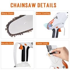 Peektook Mini Chainsaw Cordless Electric Chainsaw, Upgrated 6 Inch Chain Saw With 2 Battery And 2 Chains, Portable Scie… -Garden Supply Store 41lcDCRMmpL