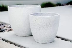 Canary Products PL1515GR Xbrand Modern Nested Grey Round Flower Pot Planter, , 14 Inch & 12 Inch Tall