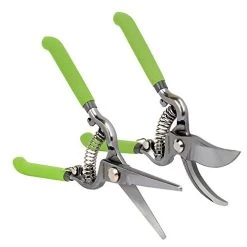WORKPRO 2-Piece Pruning Shears Set, 8″ Bypass Garden Shears And 8” Handing Pruner With Steel Straight Blade For Flowers, Small Gardens