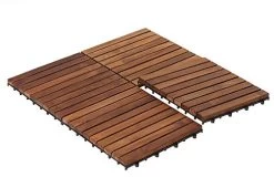 Bare Decor EZ-Floor Interlocking Flooring Tiles In Solid Teak Wood Oiled Finish Set Of 10, Long 9 Slat -Garden Supply Store 41mXUD65U9L