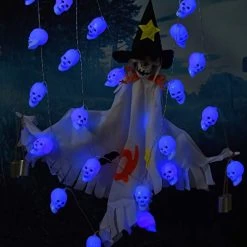 ILLUMINEW 30 LED Halloween Decoration Skull String Lights, Battery Operated 8 Modes Fairy Lights With Remote, 16.4ft… -Garden Supply Store 41onOpMH5 L