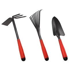 FLORA GUARD 6 Piece Garden Tool Sets – Including Trowel,5-Teeth Rake,9-Teeth Leaf Rake,Double Hoe 3 Prongs, Cultivator… -Garden Supply Store 41pQrDMM7ML