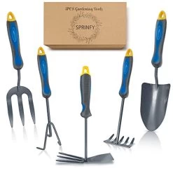 Hortem 5PCS Lightweight Gardening Hand Tools Set- Heavy Duty Comfortable Garden Tools Set Include Garden Trowel, Hand…
