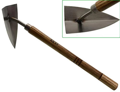 KEYI Triangle Hoe With Stainless Steel Blade & Wood Handle Fit Garden Landscaping