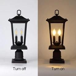 Outdoor Post Lights, Cast Aluminum Post Light Fixture, 2-Light Pole Mount Light With Clear Glass Panels, Matte Black… -Garden Supply Store 41rHUIHETGL