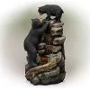Alpine TZL178 Mom And Bear Cub Climbing Waterfall Fountain With LED Lights, 36″ Tall