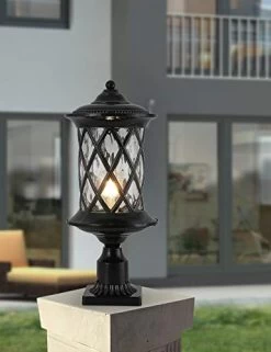 Industrial Exterior Lamp Post Lighting Fixtures Waterproof Post Light Outdoor With 3-Inch Pier Mount Base,Water Glass… -Garden Supply Store 41tXqPAPzCL