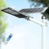 WisHomee 1000W LED Solar Street Lights, 765 LEDs, Outdoor Dusk To Dawn Pole Light With Remote Control, Waterproof, Ideal…