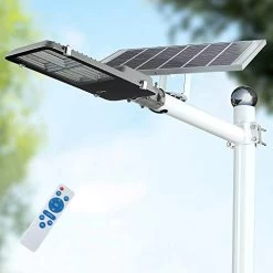 WisHomee 1000W LED Solar Street Lights, 765 LEDs, Outdoor Dusk To Dawn Pole Light With Remote Control, Waterproof, Ideal…