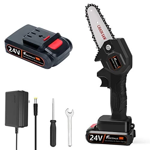 Foscomax Chainsaw, 4 Inch 24V Electric Chainsaw With Brushless Motor, Handheld Mini Chainsaw, Cordless Rechargeable… 1 Foscomax Chainsaw, 4 Inch 24V Electric Chainsaw With Brushless Motor, Handheld Mini Chainsaw, Cordless Rechargeable…