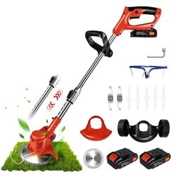 Weed Trimmer, Suncanri Weed Eater Weed Wacker 21V Battery Powered, Cordless String Trimmer Brush Cutter, Lightweight Electric Edger Lawn Tool For Lawn Garden Pruning And Trimming