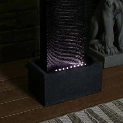 Sunnydaze Rippling Tower Outdoor Water Fountain With Lights, Garden & Patio Waterfall Feature, 31-Inch Tall -Garden Supply Store 41vaChvq78L