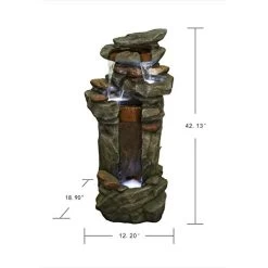 LISTOS’ Outdoor Water Fountain | 5-Tier Floor Water Fountain | 40.15″ Garden Fountain Decor With White LED Light, Perfect For Patio Yard Garden Lawn (5-POTS) -Garden Supply Store 41viljurFtL