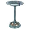 VIVOSUN 2-in-1 Outdoor Garden Bird Bath With Flower Planter Base, Weather-Resistant Garden Décor, 28” High Green