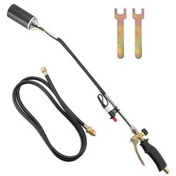 DASBET Propane Torch Weed Burner With Push Button Igniter And 9.8 Ft Hose | High Output 500,000 BTU, Heavy Duty Weed Torch Wand For Ice Snow Melter, Roofing, Roads