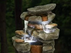 LISTOS’ Outdoor Water Fountain | 5-Tier Floor Water Fountain | 40.15″ Garden Fountain Decor With White LED Light, Perfect For Patio Yard Garden Lawn (5-POTS) -Garden Supply Store 41wZ9nZ3bQL
