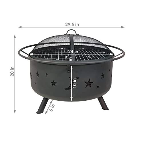 Sunnydaze Cosmic Outdoor Fire Pit – 30 Inch Round Bonfire Wood Burning Patio & Backyard Firepit For Outside With Cooking… 4 Sunnydaze Cosmic Outdoor Fire Pit – 30 Inch Round Bonfire Wood Burning Patio & Backyard Firepit For Outside With Cooking… - Image 4
