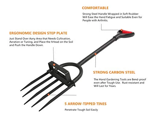 5-Tine Heavy Duty Pitch Fork For Gardening – Long Handled Digging Fork Garden Claw Weeder 4 5-Tine Heavy Duty Pitch Fork For Gardening – Long Handled Digging Fork Garden Claw Weeder - Image 4
