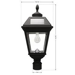 GAMA SONIC GS-97B-F Imperial Bulb Light Outdoor Solar Lamp, 3″ Post Fitter Mount (only), Warm White LED, Black -Garden Supply Store 41xXB5CDWSL