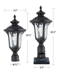 GYDZ Outdoor Pillar Lights, Outdoor Post Light With Pier Mount Adapter, Vintage Post Lamp In Matte Black Finish With… -Garden Supply Store 41z5C5ccGPL