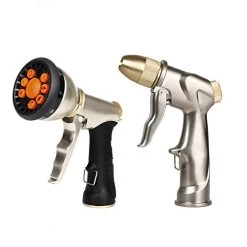 AltraTech Metal Garden Hose Nozzle Heavy Duty Spray Gun 2 Mixed Pack Metal Sprayer 9 Patterns Brass For Car Washing…
