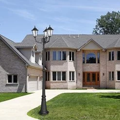 PARTPHONER Outdoor Lamp Post Light 3-Head, Waterproof Hexagon Black Street Light Pole With Clear Glass Shade For Yard… -Garden Supply Store 51 9ojqQHHL