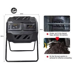 Garden Compost Bin From BPA Free Material, Dual Rotating Outdoor Composting Tumblers (43 Gallon,Black) -Garden Supply Store 51 CibwHtmL