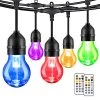 2-Pack 48FT RGB Outdoor String Lights, Dimmable Multicolor LED Patio Lights With 30+5 Shatterproof Plastic Bulbs, Remote…