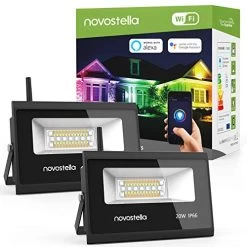 Novostella 2 Pack 20W Smart LED Flood Lights, RGBCW, 2700K-6500K, 2000LM, WiFi Outdoor Dimmable Color Changing Stage…