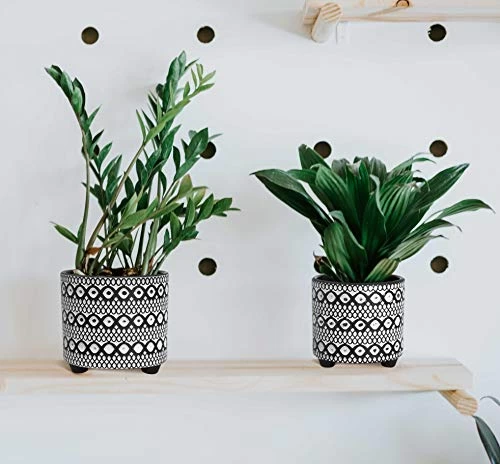 Set Of 2 Planter Pots, 4 Inch & 6 Inch, Modern Design Ceramic Plants Pot With Drainage Hole, Gold/White 7 Set Of 2 Planter Pots, 4 Inch & 6 Inch, Modern Design Ceramic Plants Pot With Drainage Hole, Gold/White - Image 7