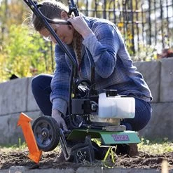 TAZZ 35351 Garden Cultivator, 33cc 2-Cycle Viper Engine, Gear Drive Transmission, Adjustable Height Wheels, Green -Garden Supply Store 5107kwtqIbL