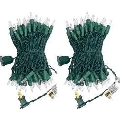 UL Certified 66 Feet 200 Count Clear Christmas String Lights, Pack Of 2 Sets 33 Ft 100 Count Commercial Grade Lights Set…