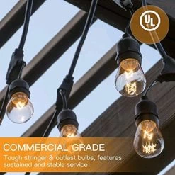 52Ft Outdoor String Lights 24 Sockets 30 Edison Bulbs Patio Lights String Outdoor Solar JACKYLED UL Weatherproof Heavy… -Garden Supply Store 510IDsaWzUL