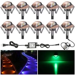 FVTLED Pack Of 6 Multi-Color Low Voltage LED Deck Lights Kit Φ1.38″ Outdoor Garden Yard Decoration Lamp Recessed Landscape Pathway Step Stair RGB LED Lighting, Bronze
