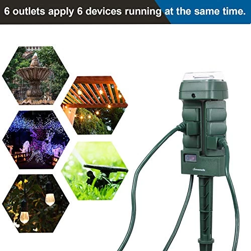 DEWENWILS Outdoor Mechanical Power Stake Timer, Waterproof, 6 Grounded Outlets(3 180°Rotatable), 6ft Extension Cord… 5 DEWENWILS Outdoor Mechanical Power Stake Timer, Waterproof, 6 Grounded Outlets(3 180°Rotatable), 6ft Extension Cord… - Image 5