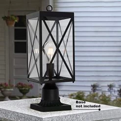 MELUCEE 1-Light Outdoor Post Light Fixture, Black Exterior Post Lantern With Clear Glass For Pathway Driveway Front/Back… -Garden Supply Store 510z99grteL
