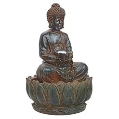Asian Decor Water Fountain With LED Light – Endless Serenity Buddha Tabletop Fountain – Desk Fountain Water Feature -Garden Supply Store 511Mar9ybXL