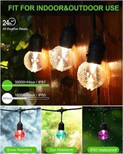 WENFENG 2 Pack RGB Colored LED Christmas Outdoor String Lights With Remote Control, Dimmable Shartterproof 30+5 G60… 9 WENFENG 2 Pack RGB Colored LED Christmas Outdoor String Lights With Remote Control, Dimmable Shartterproof 30+5 G60… -Garden Supply Store 511OLXA9DDL