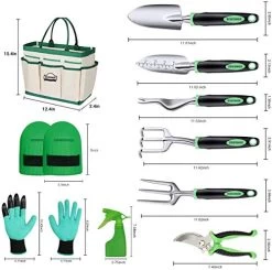 Garden Tool Set, DEWINNER Hand Tool Gift Kit, Out Door Gardening Transplanting Small Fork  For Gardener, Trowel,Transplanter, Cultivator, Weedier Weeding,with Heavy Duty Hold Bag For Storage -Garden Supply Store 511Zw xSUYL