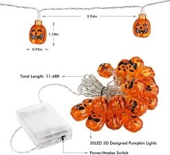 Toodour Halloween Pumpkin Lights – 2 Packs 30 LED Battery Operated Halloween Decorations String Lights -Garden Supply Store 511q35xT1UL