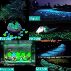 400pcs Glow In The Dark Pebbles Rocks Stones For Indoor Outdoor Decor Garden Walkways Path Fish Tank Aquarium DIY… -Garden Supply Store 511qcO6 xEL