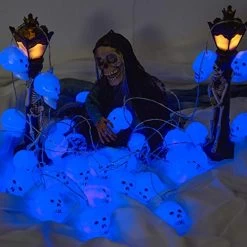 ILLUMINEW 30 LED Halloween Decoration Skull String Lights, Battery Operated 8 Modes Fairy Lights With Remote, 16.4ft… -Garden Supply Store 511vWwGxy7L