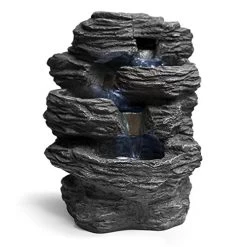 SereneLife 4-Tier Water Fountain Decoration – Cool Indoor Outdoor Portable Electric Tabletop Decorative Zen Meditation…