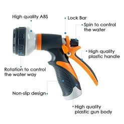 Garden Hose Nozzle Sprayer .with 8 Adjustable Pressure Pattern High , Thumb Control And Slip Resistant For Watering… -Garden Supply Store 512Bj3pPb5ML