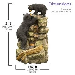 Alpine TZL178 Mom And Bear Cub Climbing Waterfall Fountain With LED Lights, 36″ Tall -Garden Supply Store 512GTRd1BVL