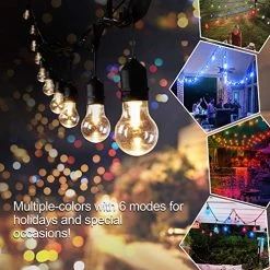 2-Pack 48FT RGB Outdoor String Lights, Dimmable Multicolor LED Patio Lights With 30+5 Shatterproof Plastic Bulbs, Remote… -Garden Supply Store 512Jg81D5yL