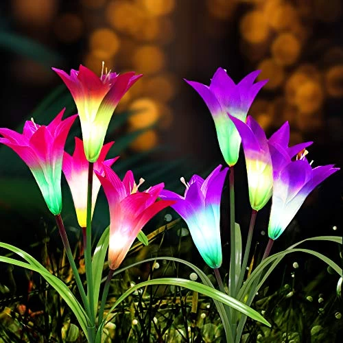 Solar Lights Outdoor – New Upgraded Solar Garden Lights, Multi-Color Auto-Changing 8 Bigger Lily Flower Decorative… 1 Solar Lights Outdoor – New Upgraded Solar Garden Lights, Multi-Color Auto-Changing 8 Bigger Lily Flower Decorative…