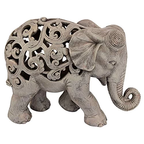 Design Toscano Anjan The Elephant Indian Decor Jali Animal Statue, 30.5 Cm, Polyresin, Brown Stone 4 Design Toscano Anjan The Elephant Indian Decor Jali Animal Statue, 30.5 Cm, Polyresin, Brown Stone - Image 4