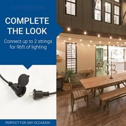 Hyperikon Outdoor String Lights, 48 Feet Patio Lights With 24 Dropped Sockets, 24 X 11W S14 Bulbs Included, Weatherproof… -Garden Supply Store 5130Pw2BperL